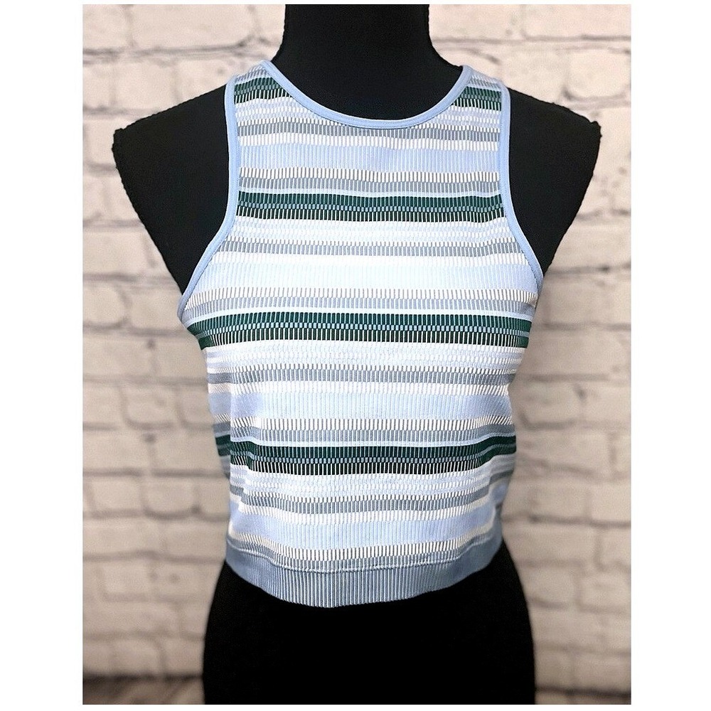 Women's Garage‎ Knitted Green/Blue Striped Tank Lined Size Large